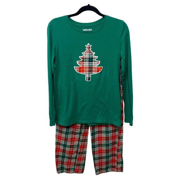 Jammies For Your Families Merry Bright Tree Top & Bottom Pajama Set Green Red S - Picture 1 of 13